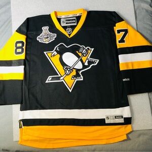 Reebok Pittsburgh Penguins Sidney Crosby 2016 Stanley Cup Jersey Youth L/XL EUC